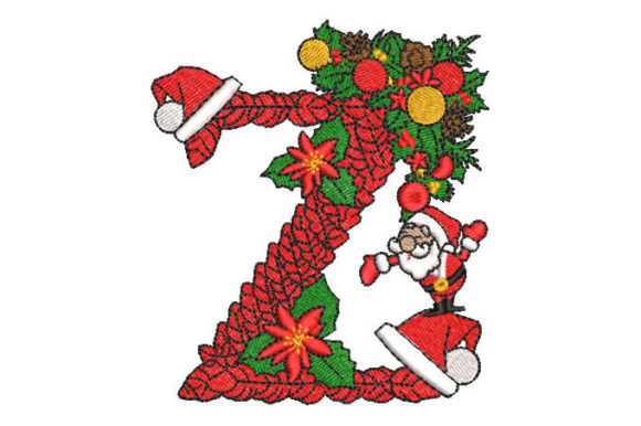 Christmas Z: A Festive Letter for Holiday Embroidery