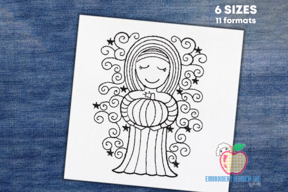 Review: Girl Holding a Pumpkin Embroidery Design